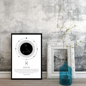 Lámina line art "Signo zodiaco Piscis"