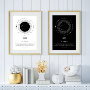 Lámina line art "Signo zodiaco Acuario"